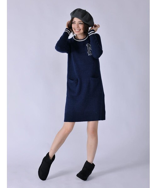 Rinajour（リナジュール）の「Rinajour/レタードニットOP（ワンピース/ドレス・レディース・GREY/ENJI/NAVY・F）」の9枚目の写真