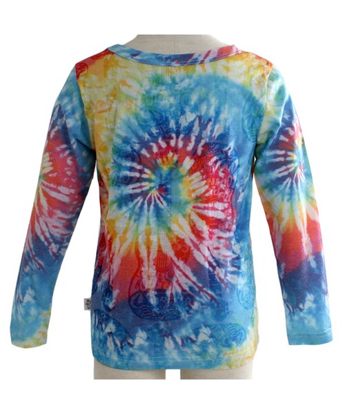 One deux boo(ワンドゥーブー)の「ロングスリーブTee(渦巻きタイダイ)(トップス・キッズ・グリーン/レッド・XS(80~90cm)/S(100~110cm)/M(120~130cm)/L(140~150cm))」の6枚目の写真