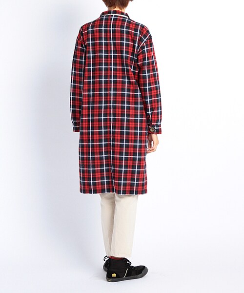 DOUBLE NAME（ダブルネーム）の「【STYLE BOOK掲載】チェックコート（ジャケット/アウター・レディース・ネイビー/レッド・FREE）」の4枚目の写真