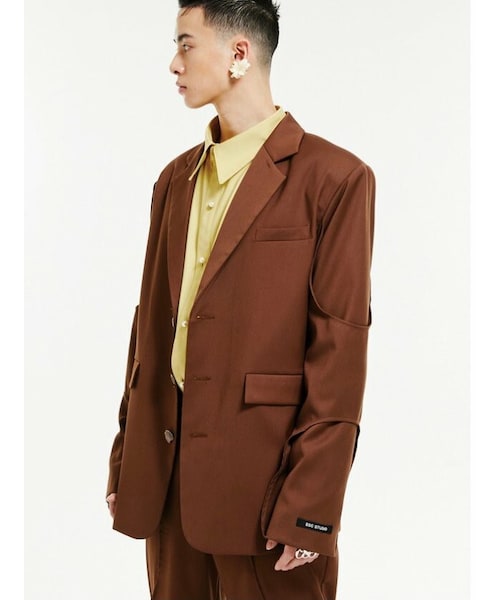 ESC STUDIO（イーエスシースタジオ）の「【ESC STUDIO】Line over size blazer（テーラードジャケット・レディース・ブラック/ブラウン・フリー）」の2枚目の写真