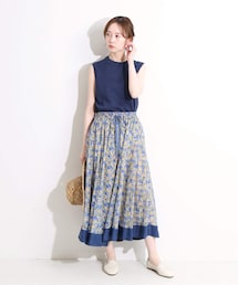 12/25終◆美品【IENA LA BOUCLE】リーフフラワー ティアード sk25-2401-149_3.jpg