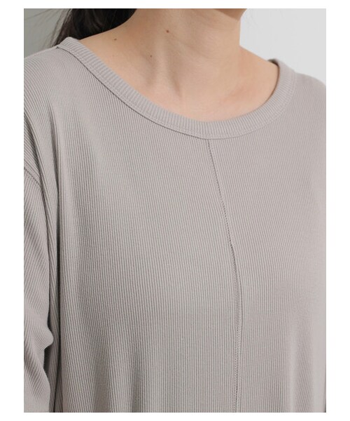 AMERICAN HOLIC（アメリカンホリック）の「テレコクルーネックカットワンピース（ワンピース/ドレス・チャコールグレー/グレーベージュ/ブラウン/イエロー・M/L）」の6枚目の写真