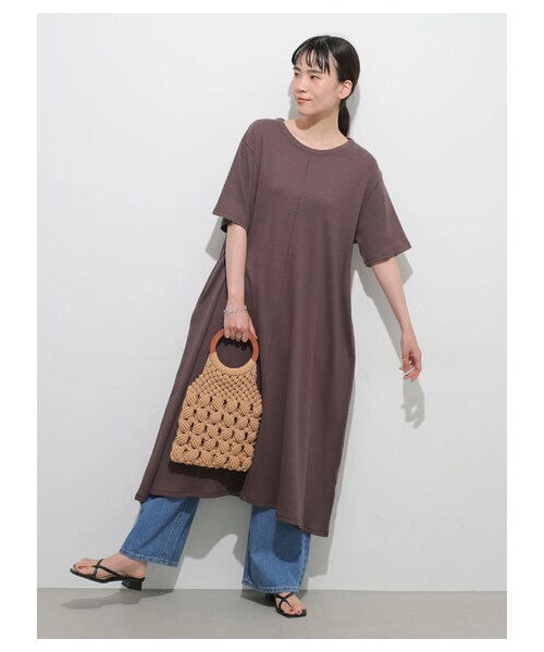 AMERICAN HOLIC（アメリカンホリック）の「テレコクルーネックカットワンピース（ワンピース/ドレス・チャコールグレー/グレーベージュ/ブラウン/イエロー・M/L）」の13枚目の写真