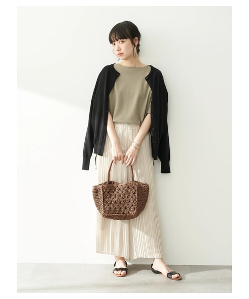 earth music&ecology(アースミュージックアンドエコロジー)の「シェル編みペーパーバッグ(財布/小物・ナチュラル/ブラウン/ネイビー・F)」の11枚目の写真