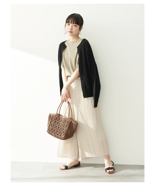 earth music&ecology(アースミュージックアンドエコロジー)の「シェル編みペーパーバッグ(財布/小物・ナチュラル/ブラウン/ネイビー・F)」の10枚目の写真
