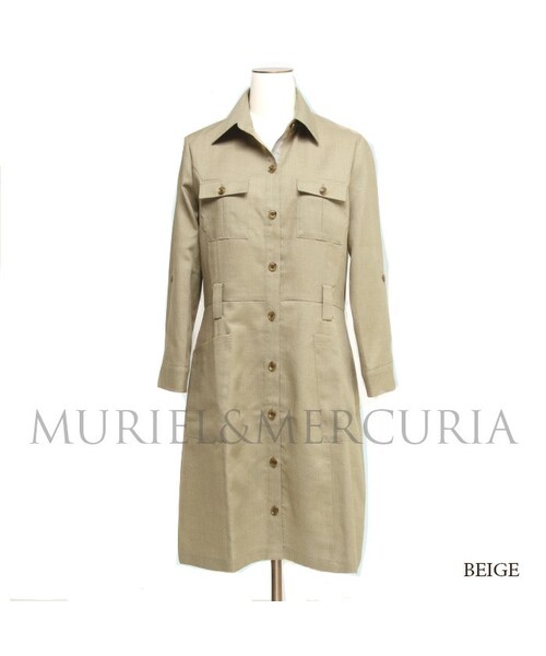 MURIEL&MERCURIA（マリエルアンドマキュリア）の「シャツワンピース（ワンピース・レディース・NAVY/BEIGE・38）」の2枚目の写真