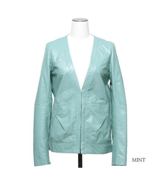 MURIEL&MERCURIA（マリエルアンドマキュリア）の「レザージャケット（その他アウター・レディース・BLACK/MINT/MUSTARD/OFF/PINK・38）」の3枚目の写真