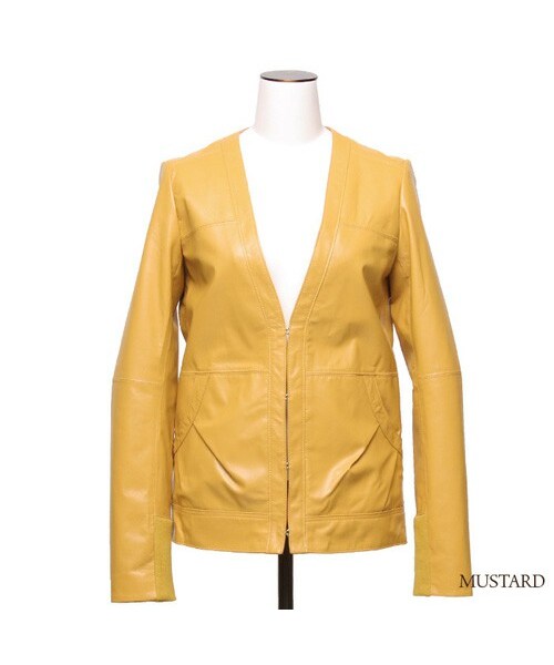 MURIEL&MERCURIA（マリエルアンドマキュリア）の「レザージャケット（その他アウター・レディース・BLACK/MINT/MUSTARD/OFF/PINK・38）」の4枚目の写真