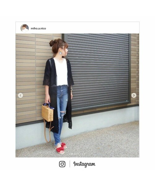 Sheson（シーズン）の「刺繍レースカーディガン（カーディガン/ボレロ・レディース・ホワイト/ブラック・FREE）」の2枚目の写真