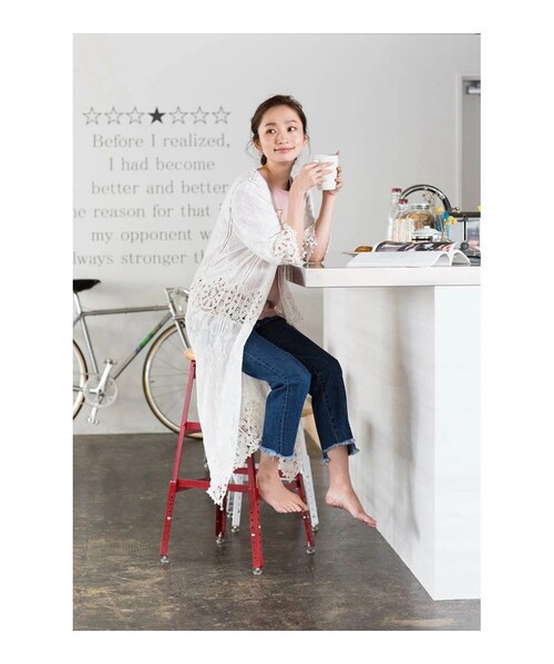 Sheson（シーズン）の「刺繍レースカーディガン（カーディガン/ボレロ・レディース・ホワイト/ブラック・FREE）」の4枚目の写真