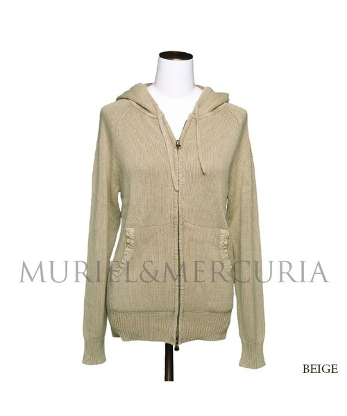 MURIEL&MERCURIA（マリエルアンドマキュリア）の「アシッドウォッシュニットパーカー（パーカー・レディース・NAVY/BEIGE/BLACK・38）」の2枚目の写真