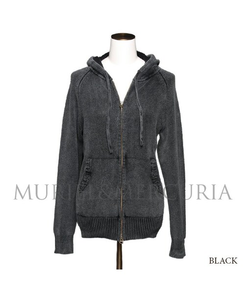MURIEL&MERCURIA（マリエルアンドマキュリア）の「アシッドウォッシュニットパーカー（パーカー・レディース・NAVY/BEIGE/BLACK・38）」の3枚目の写真
