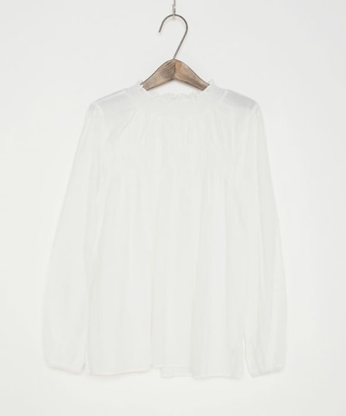 Crisp yours（クリスプユアーズ）の「シャーリングフリルブラウス[c1k2829b]（シャツ/ブラウス・レディース・アイボリー/ホワイト・FREE）」の3枚目の写真