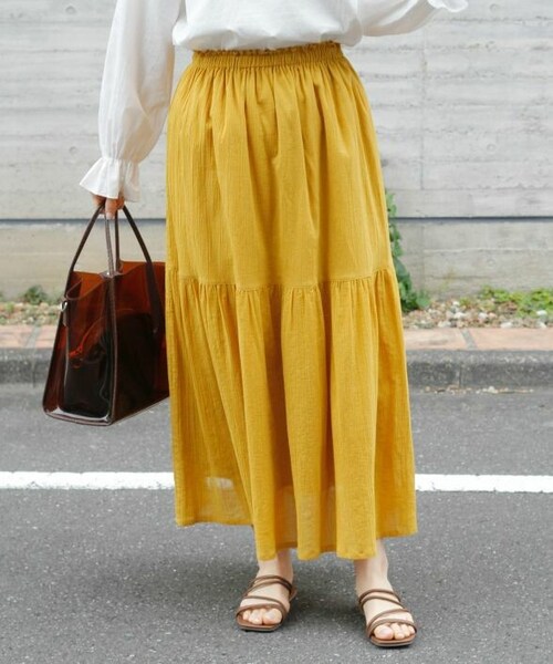 Crisp（クリスプ）の「フリルティアードスカート[c2k2811]（スカート・レディース・カーキ/マスタード/ホワイト・FREE）」の3枚目の写真