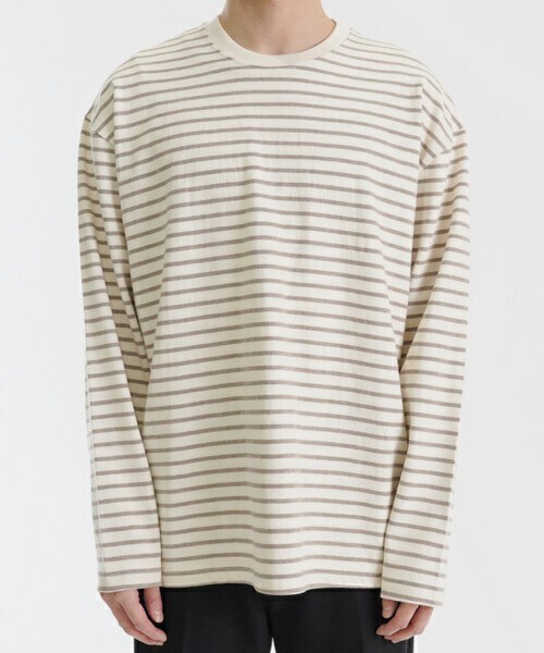 D'MENS by DHOLIC（ディーメンズ）の「ロングスリーブボーダーTシャツ（Tシャツ/カットソー・メンズ・ブルー/ベージュ/グリーン/ブラック・ONESIZE）」の3枚目の写真