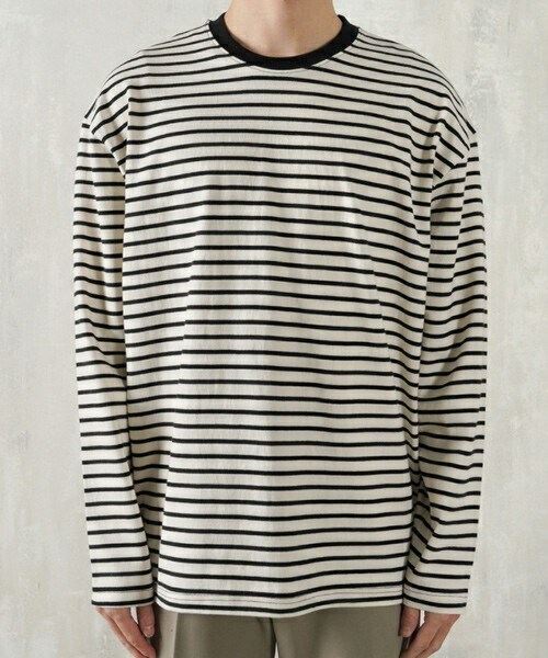 D'MENS by DHOLIC（ディーメンズ）の「ロングスリーブボーダーTシャツ（Tシャツ/カットソー・メンズ・ブルー/ベージュ/グリーン/ブラック・ONESIZE）」の2枚目の写真