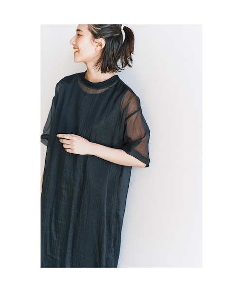 avecmoi(アヴェクモワ)の「アヴェクモワ シアーワンピース〈ブラック〉(レディースファッション > ワンピース・チュニック > ワンピース・レディース・ブラック・(身幅60cm)/(身幅63cm)/(身幅57cm)/(身幅54cm))」の4枚目の写真