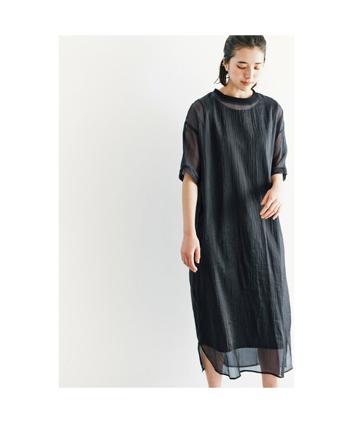 avecmoi(アヴェクモワ)の「アヴェクモワ シアーワンピース〈ブラック〉(レディースファッション > ワンピース・チュニック > ワンピース・レディース・ブラック・(身幅60cm)/(身幅63cm)/(身幅57cm)/(身幅54cm))」の5枚目の写真