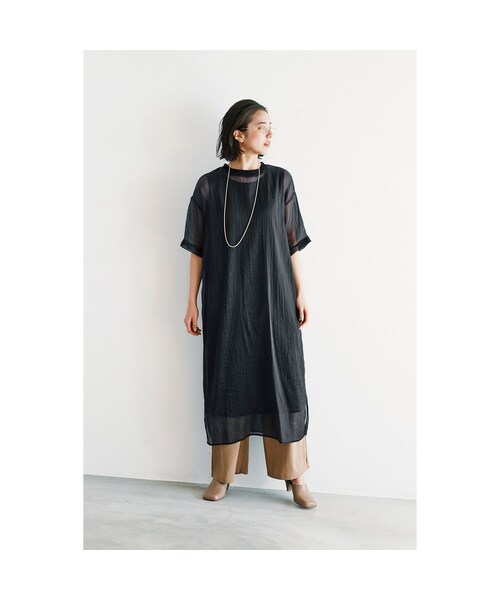 avecmoi(アヴェクモワ)の「アヴェクモワ シアーワンピース〈ブラック〉(レディースファッション > ワンピース・チュニック > ワンピース・レディース・ブラック・(身幅60cm)/(身幅63cm)/(身幅57cm)/(身幅54cm))」の9枚目の写真