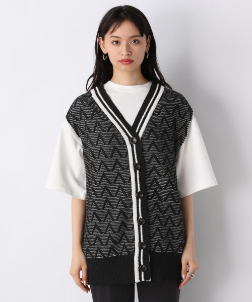 JEANASIS(ジーナシス)の「7Gジャガード2WAYベスト(トップス・ブラック()/グレーピンク()/ネイビーグリーン())」の9枚目の写真