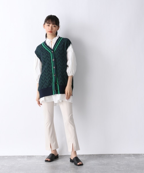 JEANASIS(ジーナシス)の「7Gジャガード2WAYベスト(トップス・ブラック()/グレーピンク()/ネイビーグリーン())」の3枚目の写真