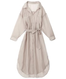 ベルト付きシアーロングシャツ