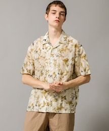 Marble print piping o/c shirt