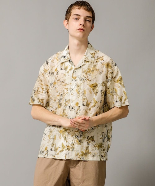 08sircus(ゼロエイトサーカス)の「Marble print piping o/c shirt(その他・メンズ・PINK/OLIVE・4/5)」の1枚目の写真