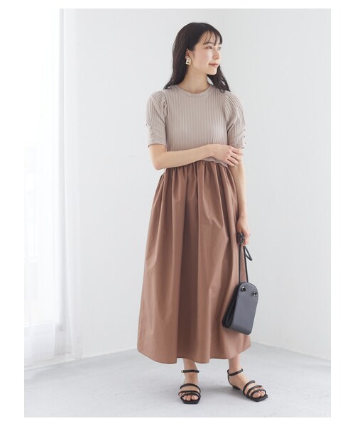 Green　Parks（グリーンパークス）の「・SUGAR SPOON イソザイドッキングワンピ（ワンピース/ドレス・アイボリー/ブラック/ベージュ・F）」の2枚目の写真