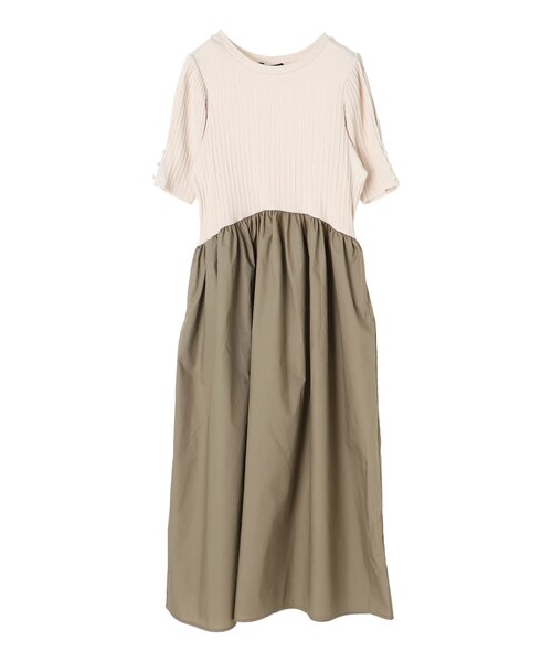 Green　Parks（グリーンパークス）の「・SUGAR SPOON イソザイドッキングワンピ（ワンピース/ドレス・アイボリー/ブラック/ベージュ・F）」の15枚目の写真