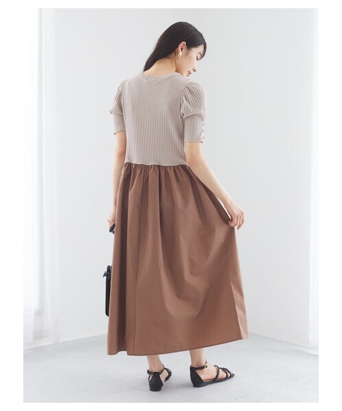 Green　Parks（グリーンパークス）の「・SUGAR SPOON イソザイドッキングワンピ（ワンピース/ドレス・アイボリー/ブラック/ベージュ・F）」の3枚目の写真