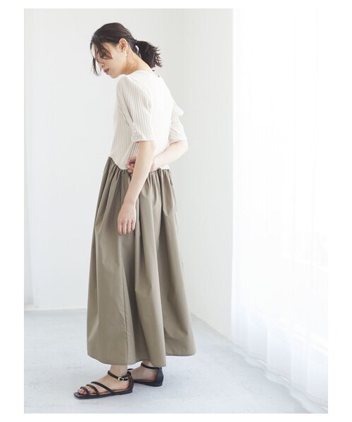 Green　Parks（グリーンパークス）の「・SUGAR SPOON イソザイドッキングワンピ（ワンピース/ドレス・アイボリー/ブラック/ベージュ・F）」の10枚目の写真