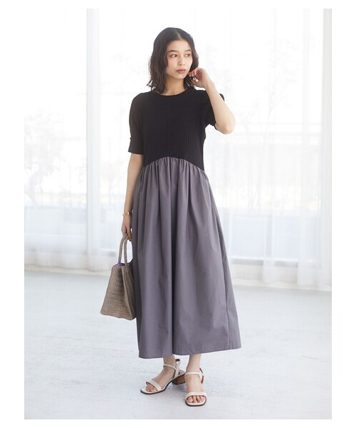 Green　Parks（グリーンパークス）の「・SUGAR SPOON イソザイドッキングワンピ（ワンピース/ドレス・アイボリー/ブラック/ベージュ・F）」の19枚目の写真