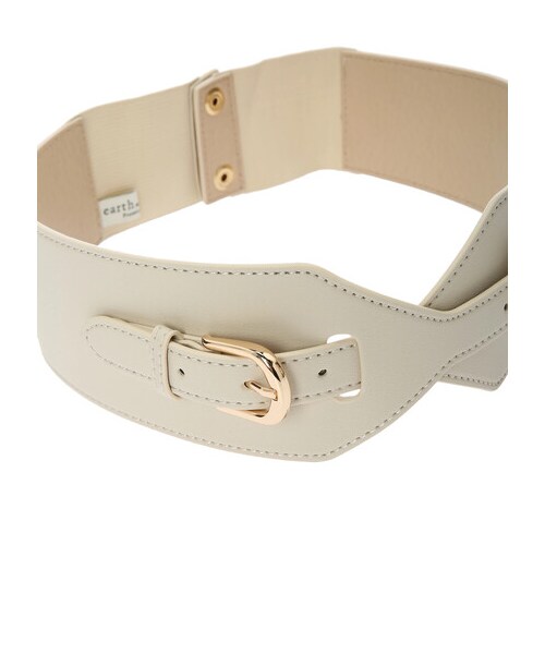 earth music&ecology(アースミュージックアンドエコロジー)の「ダブルバックルワイドベルト(ファッション雑貨・アイボリー/ブラック・F)」の3枚目の写真