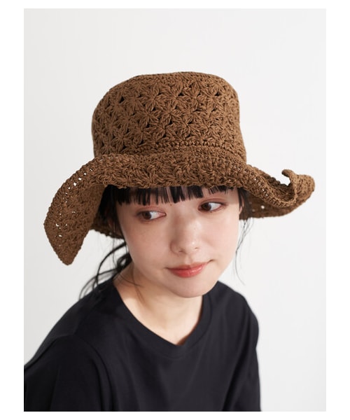 earth music&ecology(アースミュージックアンドエコロジー)の「クロッシェハット(帽子・ナチュラル/ブラウン・F)」の3枚目の写真