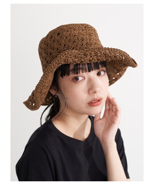 earth music&ecology(アースミュージックアンドエコロジー)の「クロッシェハット(帽子・ナチュラル/ブラウン・F)」の2枚目の写真