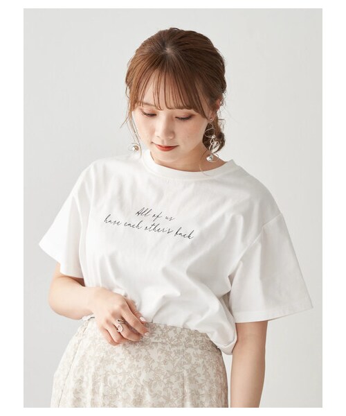 earth music&ecology（アースミュージックアンドエコロジー）の「Stay true to yourself BOX Tシャツ（トップス・オフホワイト/ブラック/サックスブルー・F）」の3枚目の写真