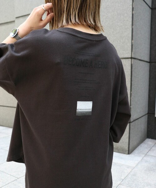 Sheson(シーズン)の「バックプリント七分袖Tee(Tシャツ/カットソー・レディース・ホワイト/グレーベージュ/ブラック・FREE)」の2枚目の写真