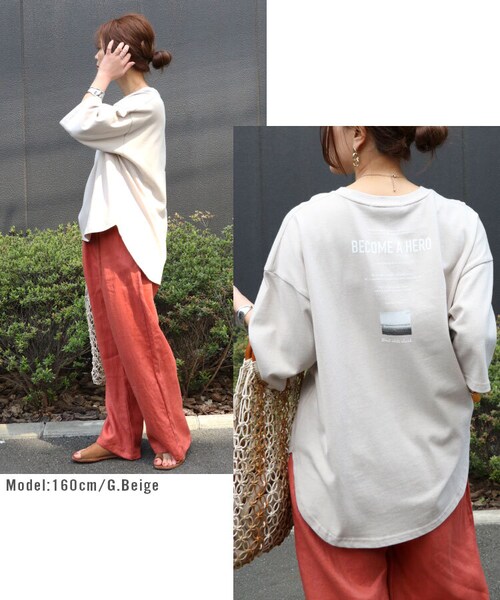 Sheson(シーズン)の「バックプリント七分袖Tee(Tシャツ/カットソー・レディース・ホワイト/グレーベージュ/ブラック・FREE)」の8枚目の写真