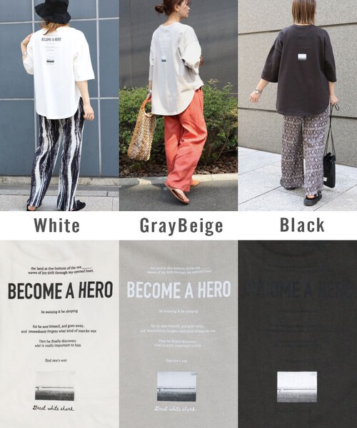 Sheson(シーズン)の「バックプリント七分袖Tee(Tシャツ/カットソー・レディース・ホワイト/グレーベージュ/ブラック・FREE)」の10枚目の写真