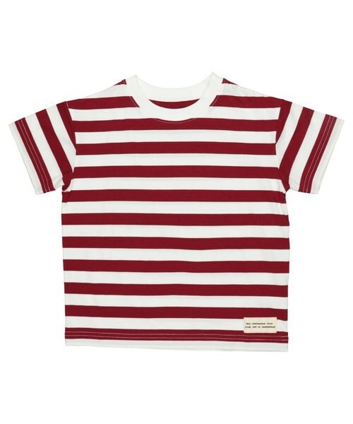 T>>2（ティーツー）の「ボーダーTシャツ（Tシャツ/カットソー・レディース・01.グレー/02.イエロー/03.ピンク/04.ボルドー/05.グリーン/06.ネイビー/07.レッド・80-150.M(ママサイズ).L(パパサイズ)）」の6枚目の写真