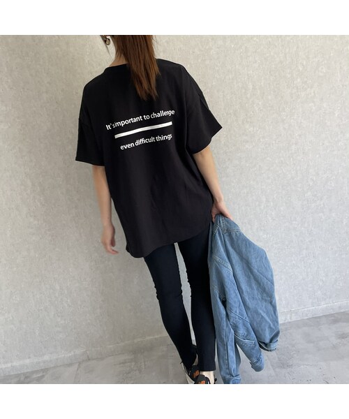 copine（コピン）の「バックカラーロゴプリントTシャツ(3color)（Tシャツ/カットソー・レディース・ホワイト/グレー/ブラック・ワンサイズ）」の2枚目の写真