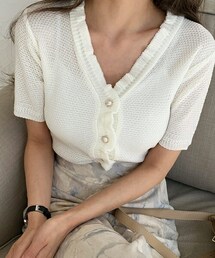 DHOLIC | Vネックフリルカーディガン(カーディガン/ボレロ)