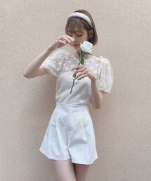 Voyage titty&Co.PETIT（ボヤージュティティアンドコープチ）の「【Voyage titty&Co.】シアーチェックフラワートップス（トップス・レディース）」