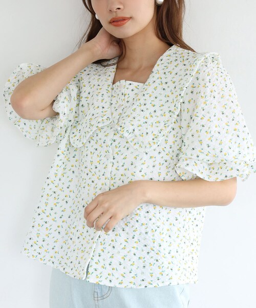 one after another NICE CLAUP（ワンアフターアナザーナイスクラップ）の「new世界一かわいいブラウス（シャツ/ブラウス・レディース・オフホワイト/ホワイト系その他/ドット/ブラック系その他・0）」の3枚目の写真