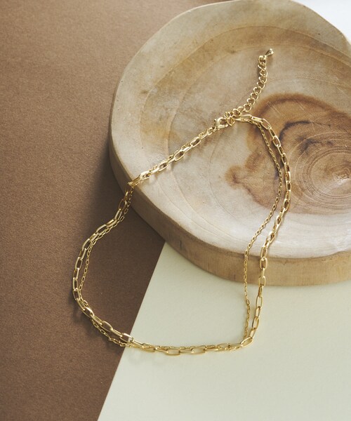 3coins(3coins)の「2連チェーンショートネックレス(ネックレス・シルバー/ゴールド・0)」の2枚目の写真