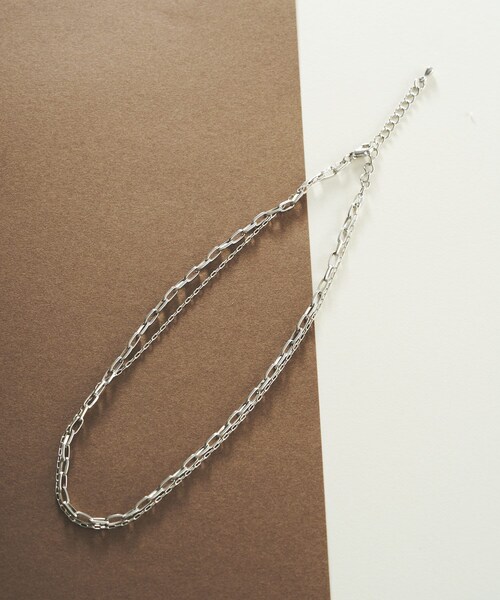 3coins(3coins)の「2連チェーンショートネックレス(ネックレス・シルバー/ゴールド・0)」の1枚目の写真