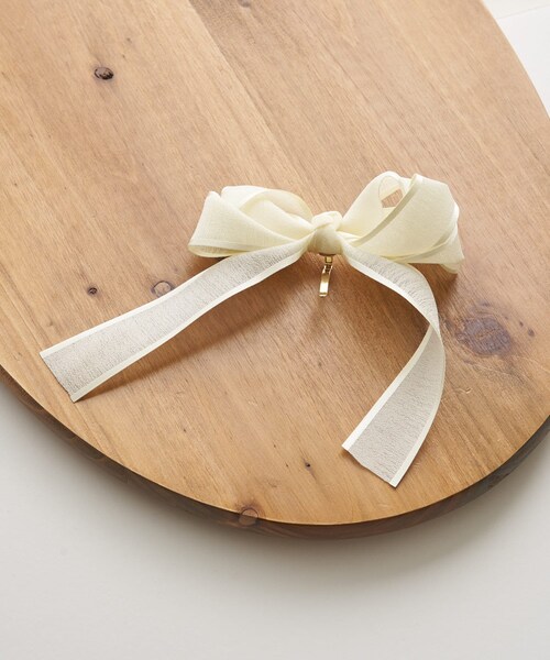 3coins(3coins)の「フチサテンBIGリボンフックポニー(その他ヘアアクセサリー・アイボリー/オレンジ/グレー・0)」の1枚目の写真