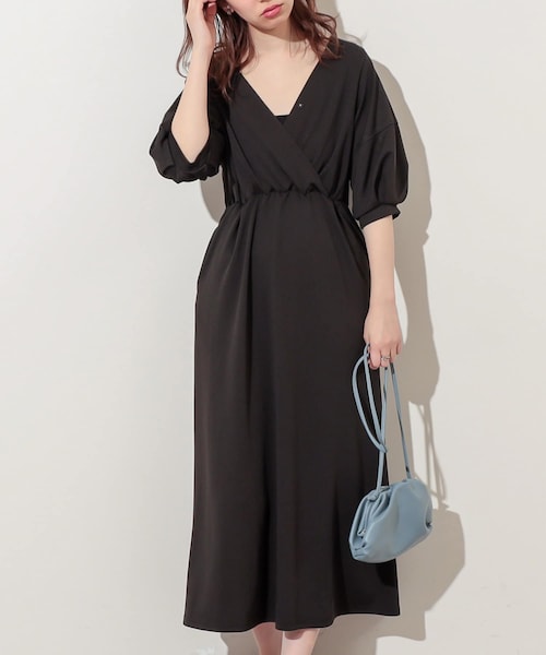 natural couture(ナチュラルクチュール)の「【WEB限定カラー有り】ランタンスリーブ2WAYカットワンピース(ワンピース・レディース・ライトベージュ/レッド系その他/ミント/ブラック/ブルー・FREE)」の4枚目の写真
