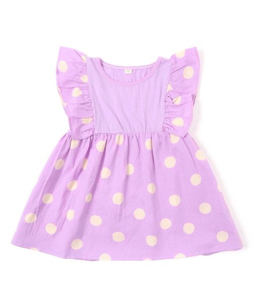 DISCOAT(ディスコート)の「【キッズ】EC店舗限定綿麻フリルプリントブラウス(シャツ/ブラウス・キッズ・ベージュ/ネイビー/バイオレット・120/130)」の1枚目の写真